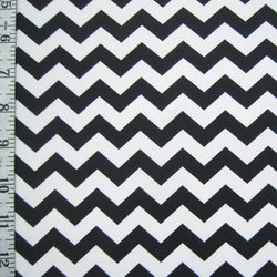 Chevron Print on Poly Spandex Fabric (White/Black) | (4 Way Stretch/Per Yard)