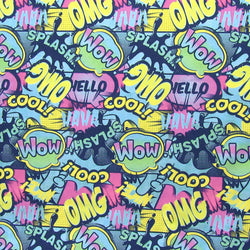 Comic Style Speech Bubble Print on Poly Spandex Fabric | (4 Way Stretch/Per Yard)