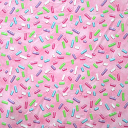 Sprinkle Print with Dots on Poly Spandex Fabric (Pink) | (4 Way Stretch/Per Yard)