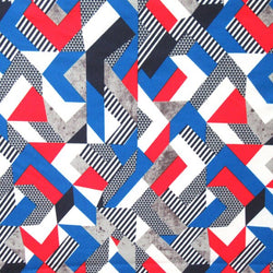 Geometric Abstract Print on Poly Spandex Fabric | (4 Way Stretch/Per Yard)