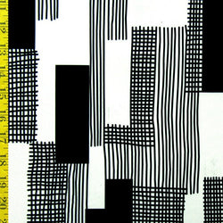 Artistic Pattern Print on Poly Spandex Fabric (White/Black) | (4 Way Stretch/Per Yard)