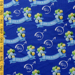 It's A Boy Baby Shower Print on Poly Spandex Fabric | (4 Way Stretch/Per Yard)