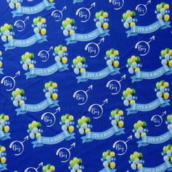 It's A Boy Baby Shower Print on Poly Spandex Fabric | (4 Way Stretch/Per Yard)