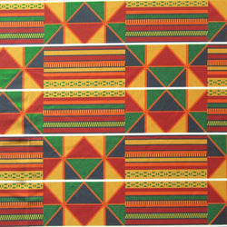 African Kenta Cloth Print on Poly Spandex Fabric | (4 Way Stretch/Per Yard)