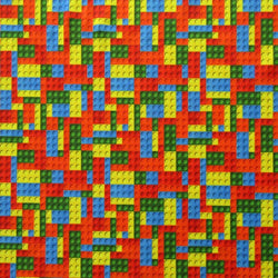 Lego Brick Print on Poly Spandex Fabric | (4 Way Stretch/Per Yard)