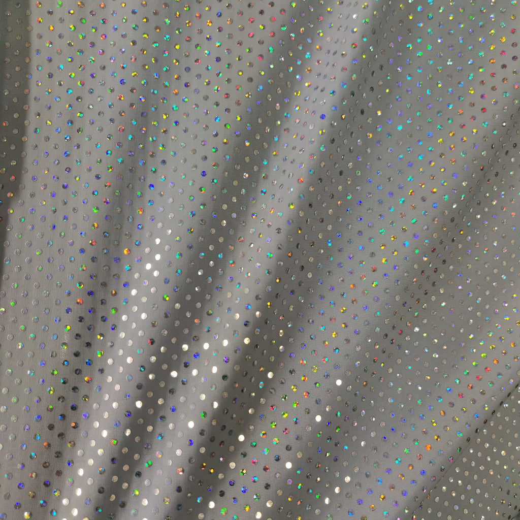 Dots with Holographic Foil Print on Poly Spandex Fabric (Silver/Gray) –  FABRIC POST (attn : Mamadou)