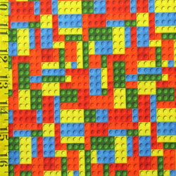 Lego Brick Print on Poly Spandex Fabric | (4 Way Stretch/Per Yard)