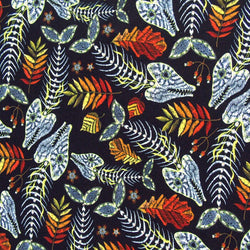 Fishbone and Leaves Print on Poly Spandex Fabric | (4 Way Stretch/Per Yard)