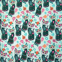 Cat with Mask Print on Poly Spandex Fabric | (4 Way Stretch/Per Yard)