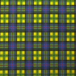 Multicolor Plaid Print on Poly Spandex Fabric (Yellow/Blue) | (4 Way Stretch/Per Yard)