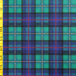 Multicolor Plaid Print on Poly Spandex Fabric (Blue/Jade Green) | (4 Way Stretch/Per Yard)