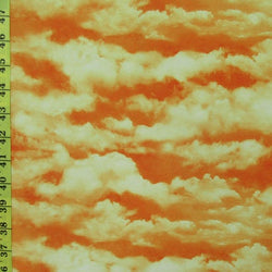 Cloud Print on Poly Spandex Fabric (Orange) | (4 Way Stretch/Per Yard)