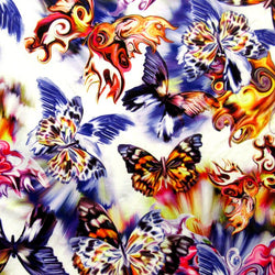 Lifelike Butterfly Print on Poly Spandex Fabric | (4 Way Stretch/Per Yard)