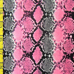 Snake Skin Print on Poly Spandex Fabric (Pink/Black) | (4 Way Stretch/Per Yard)