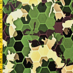 Camouflage Honeycomb Print on Poly Spandex Fabric | (4 Way Stretch/By The Yard)