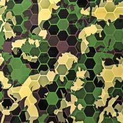 Camouflage Honeycomb Print on Poly Spandex Fabric | (4 Way Stretch/By The Yard)