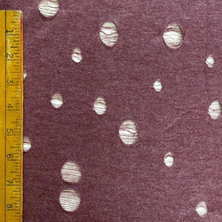 Grunge Distressed Poly Knit Fabric (Wine) | (4 Way Stretch/Per Yard)