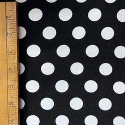 Assorted Dots Print on Rayon Spandex Fabric (White/Black) | (4 Way Stretch/Per Yard)