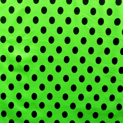 Polka Dot Print on Poly Spandex Fabric (Lime/Black) | (4 Way Stretch/Per Yard)