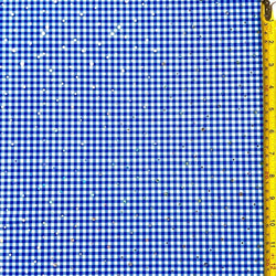 Gingham Print with Glitter on Fabric (Silver/Blue/White) | (4 Way Stretch/Per Yard)