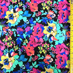 Vibrant Floral Print on Poly Spandex Fabric | (4 Way Stretch/Per Yard)