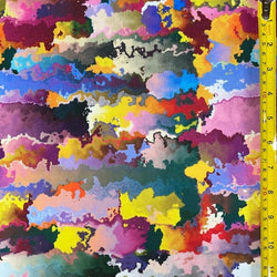 Abstract Watercolor Paint Set Print on Poly Spandex Fabric | (4 Way Stretch/Per Yard)