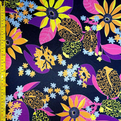 Artistic Style Floral Print on Poly Spandex Fabric | (4 Way Stretch/Per Yard)