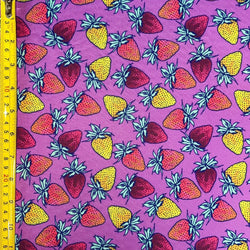 Various Strawberry Print on Poly Spandex Fabric | (4 Way Stretch/Per Yard)