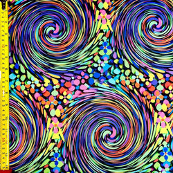 Vibrant Swirl Print on Poly Spandex Fabric | (4 Way Stretch/Per Yard)