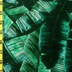 Lush Leaves Printed on Poly Spandex Fabric | (4 Way Stretch/Per Yard)