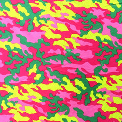 Vibrant Camouflage Printed on Poly Spandex Fabric | (4 Way Stretch/Per Yard)