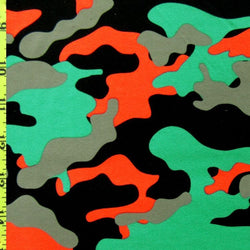 Vibrant Camouflage Printed on Poly Spandex Fabric | (4 Way Stretch/Per Yard)