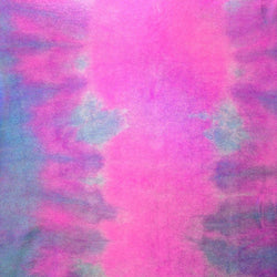 Holographic Mirror Dots on Tie Dyed Nylon Spandex Fabric (Fuchsia/Sky Blue) | (4 Way Stretch/Per Yard)